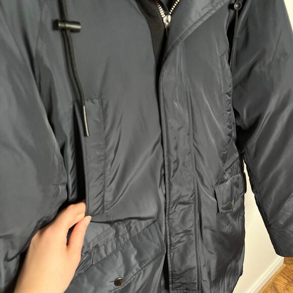 Quince Men's Recycled Primaloft Parka Jacket Coat Medium Navy Full Zip Pockets - Picture 6 of 13
